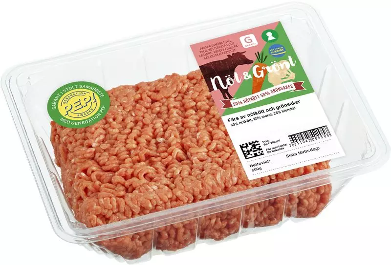 Nöt & Grönt, Axfoods  färs från Garant med lika delar nötkött och grönsaker