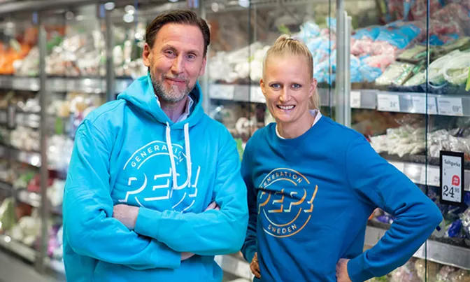 Axfoods vd och koncernchef Klas Balkow och Generation Peps verksamhetschef Carolina Klüft
