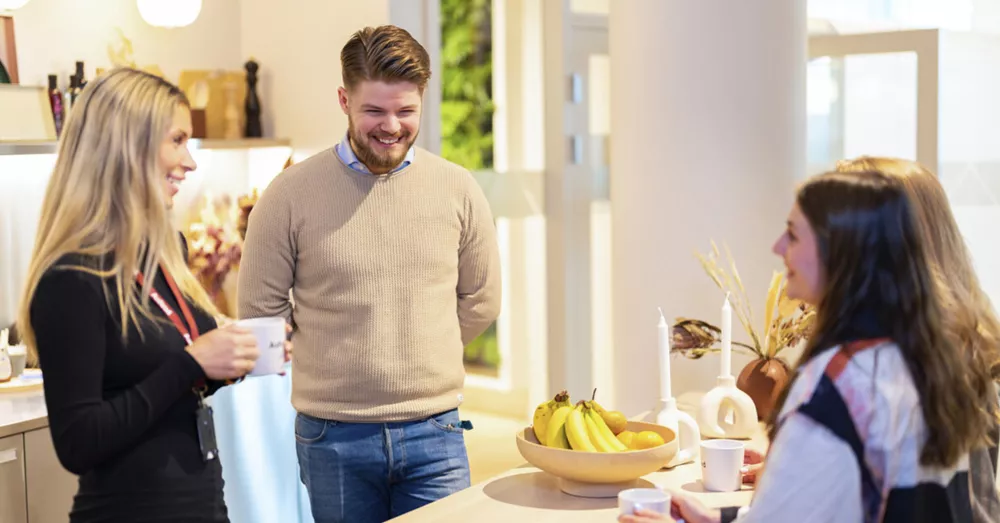 Medarbetare pratar med varandra