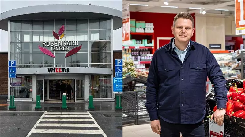 Willys vd Nicholas Petterson står bredvid den nya butiken i Malmö.
