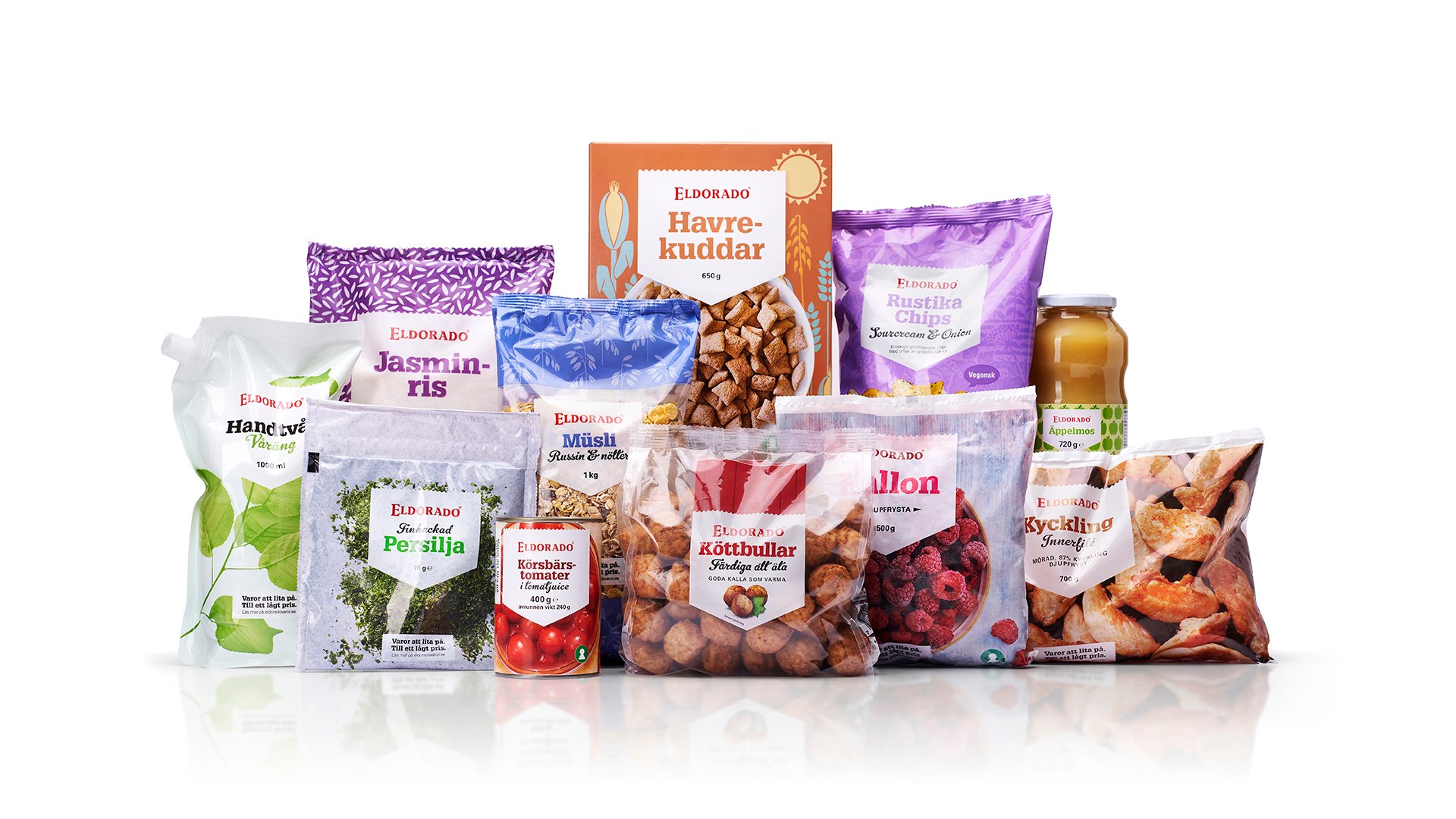 Samlingsbild på varor från Eldorado